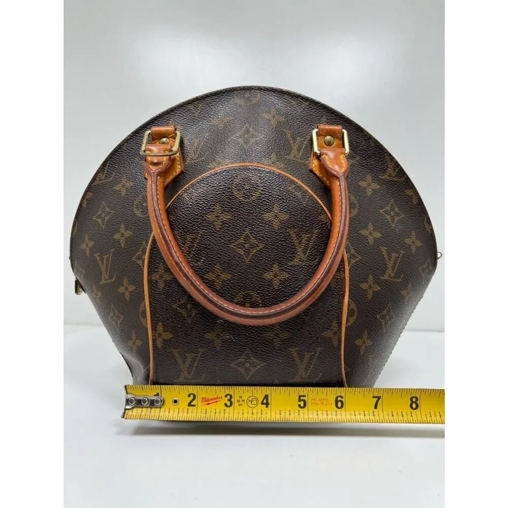 LOUIS VUITTON Ellipse PM Monogram Handbag Brown Lock + Key + Dust Bag